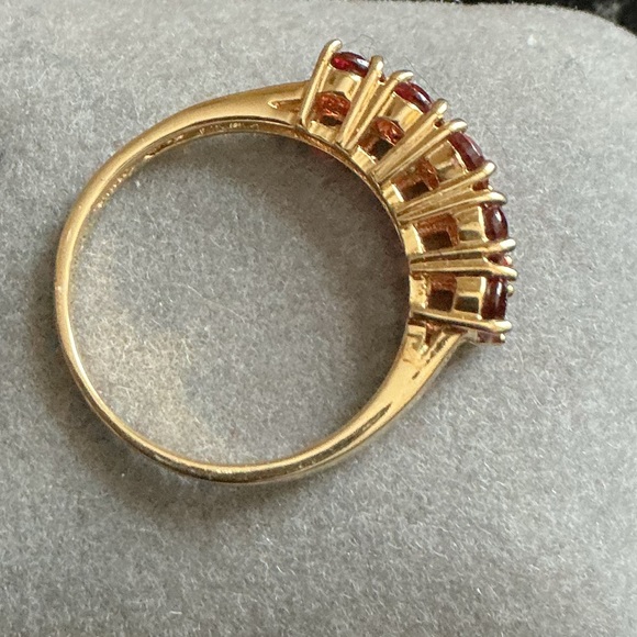 Garnet, gold-plated cocktail ring .925, size 10 - 10.5 - Picture 7 of 8